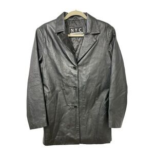 NYC New York Cargo black leather jacket size Large.